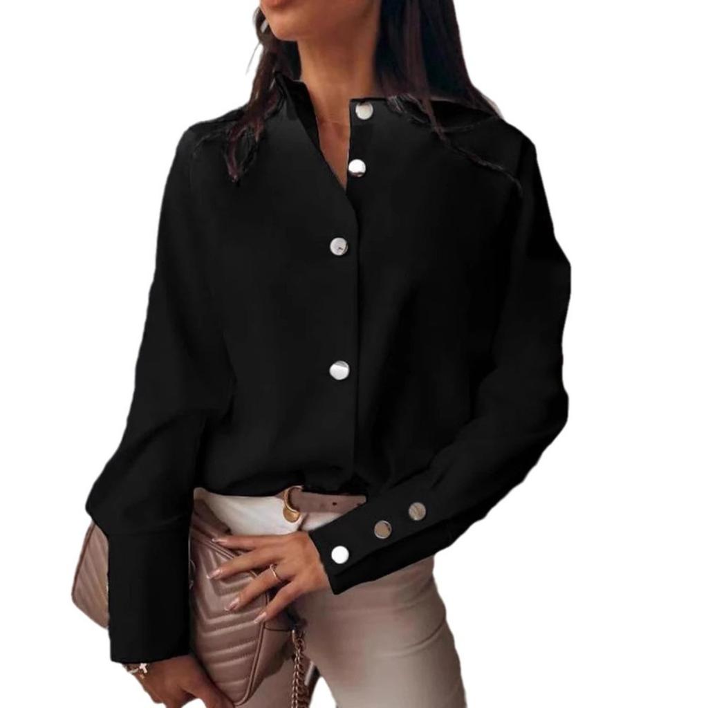 New Spring Summer Women Fashion Long Sleeve Button Shirt INS Style For Cross-border Trade