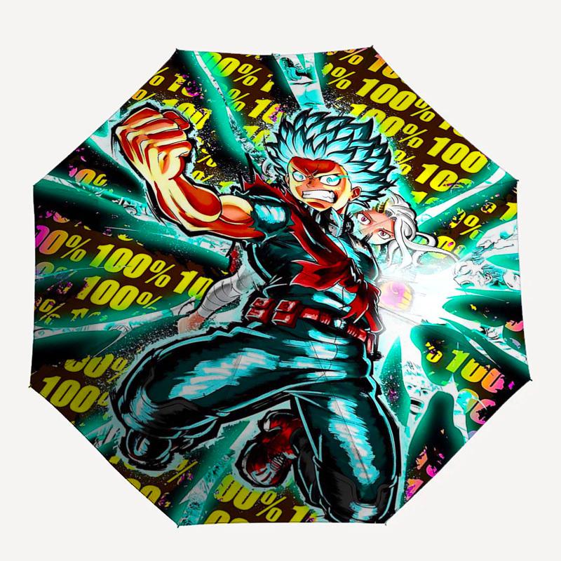 1pc My Hero Academia Boku No Hero Academia Izuku Midoriya Katsuki Bakugo Outdoor Umbrella Automatic Opening and Closing Portable Three-Fold Design 8 B