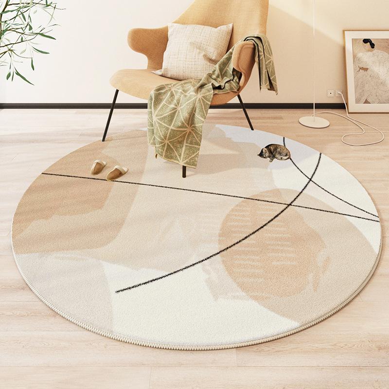 Modern Style Round Living Room Carpet Children's Room Bedroom Crawling Mat Warm Bed Blanket Thick Washable Mat
