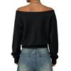 Women's Off-Shoulder Long Sleeve Sweatshirt Casual Loose Fit Color Top