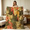 All Season Floral Cat Print Flannel Blanket Soft Warm Cozy Throw Blanket for Couch Sofa Bed Office Living Room Home Decorative Lightweight Flannel Fle