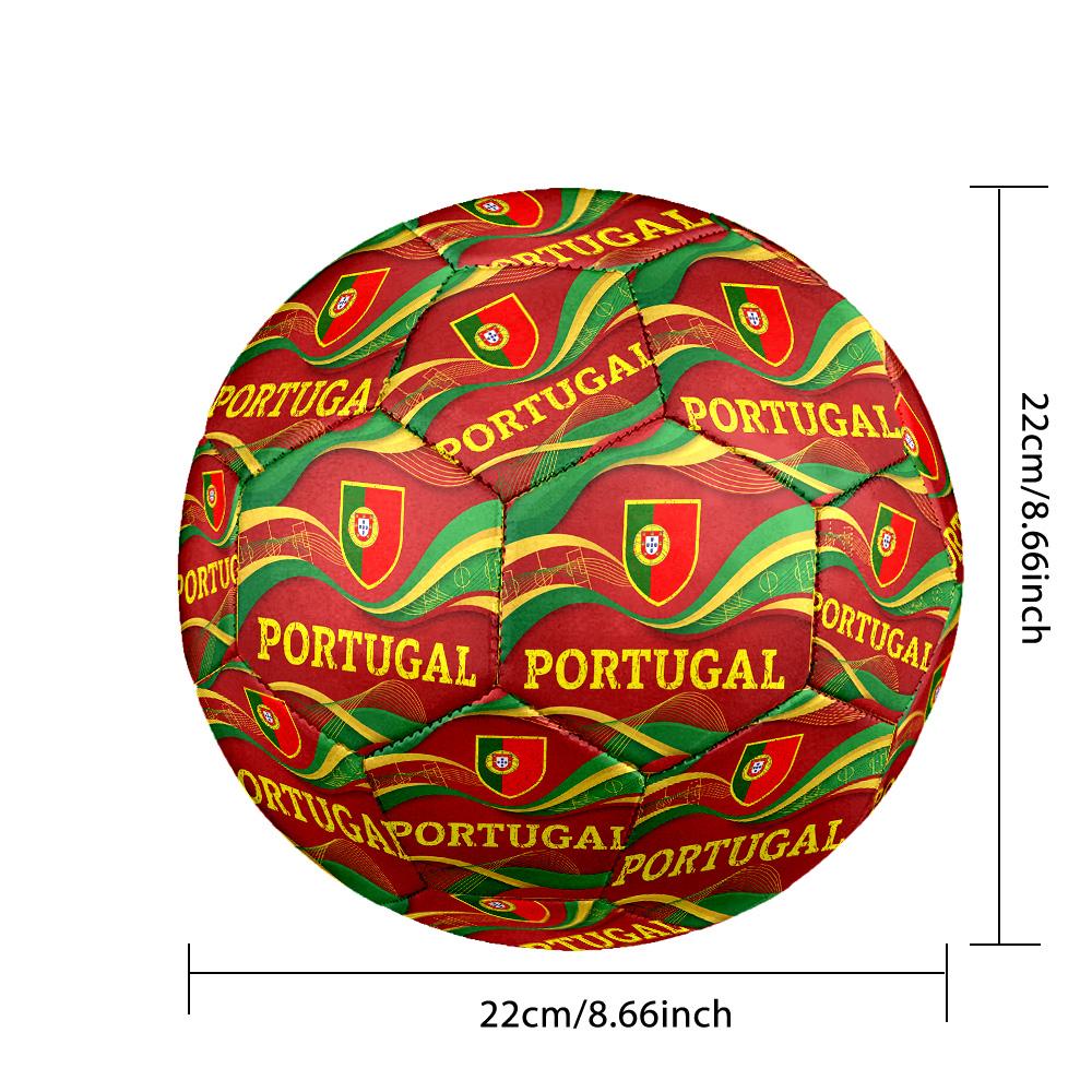 Portugal Football Printed Size 5 Soccer Ball Wear Resistant Standard Adult Training Football Fan Gift for Indoor Outdoor Match Sports