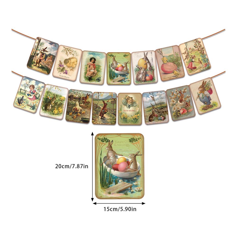 Easter Bunny Banner Vintage Style Happy Easter Bunting Garland Home Decor Party Supplies Photo Background For Celebration Wall