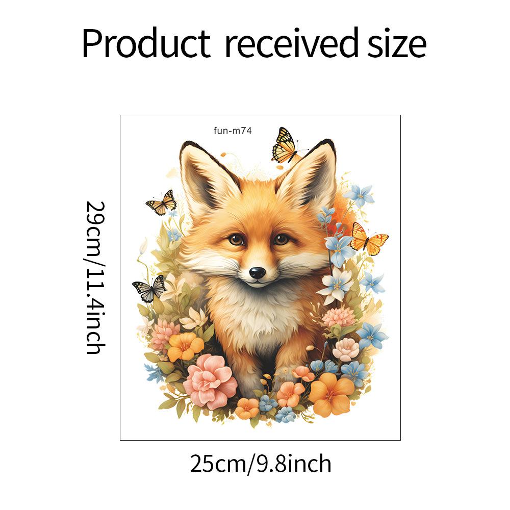 

Мультяшный нарисованный лис цветы бабочка туалет с туалетным фоном макет настенные наклейки 25*29CM/fun-m74