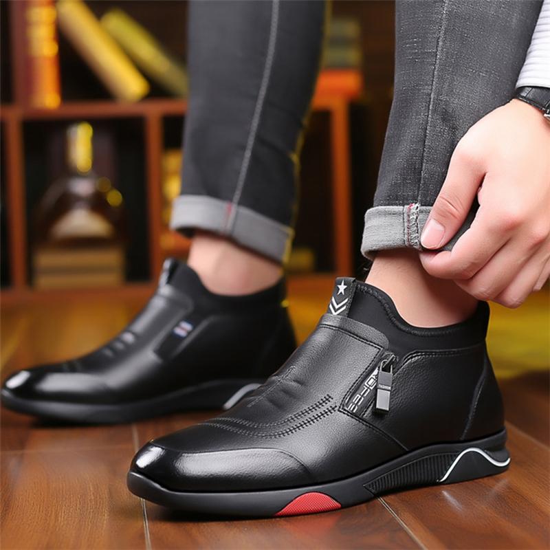 Genuine Leather Men Boots Men's Winter Shoes Fashion Wool Snow Boots Shoes Sneakers Ankle Boots Men Casual Shoes Footwear