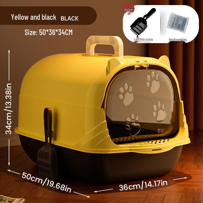 Caja de Arena para Gatos Extra Grande a Prueba de Olores Cerrada con Bandeja Anti-Salpicaduras Removible