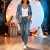 Women's Vintage Floral Print Three-Quarter Sleeve Loose Fit Lightweight Cardigan