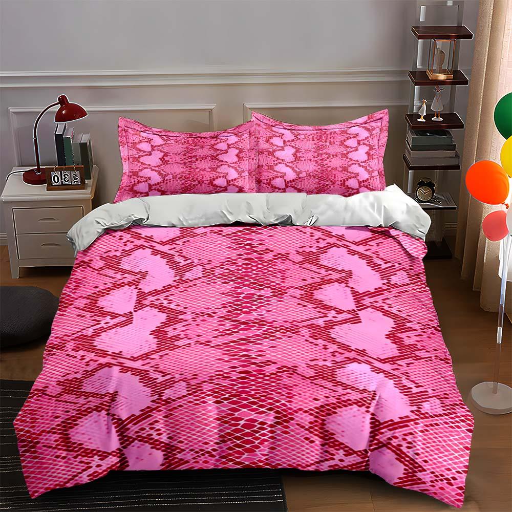 Pink snake skin Bedding Duvet cover sets Duvet covers Pillowcases gifts (1 * Duvet Cover 2 * Pillowcases, without duvet insert) 135x200cm