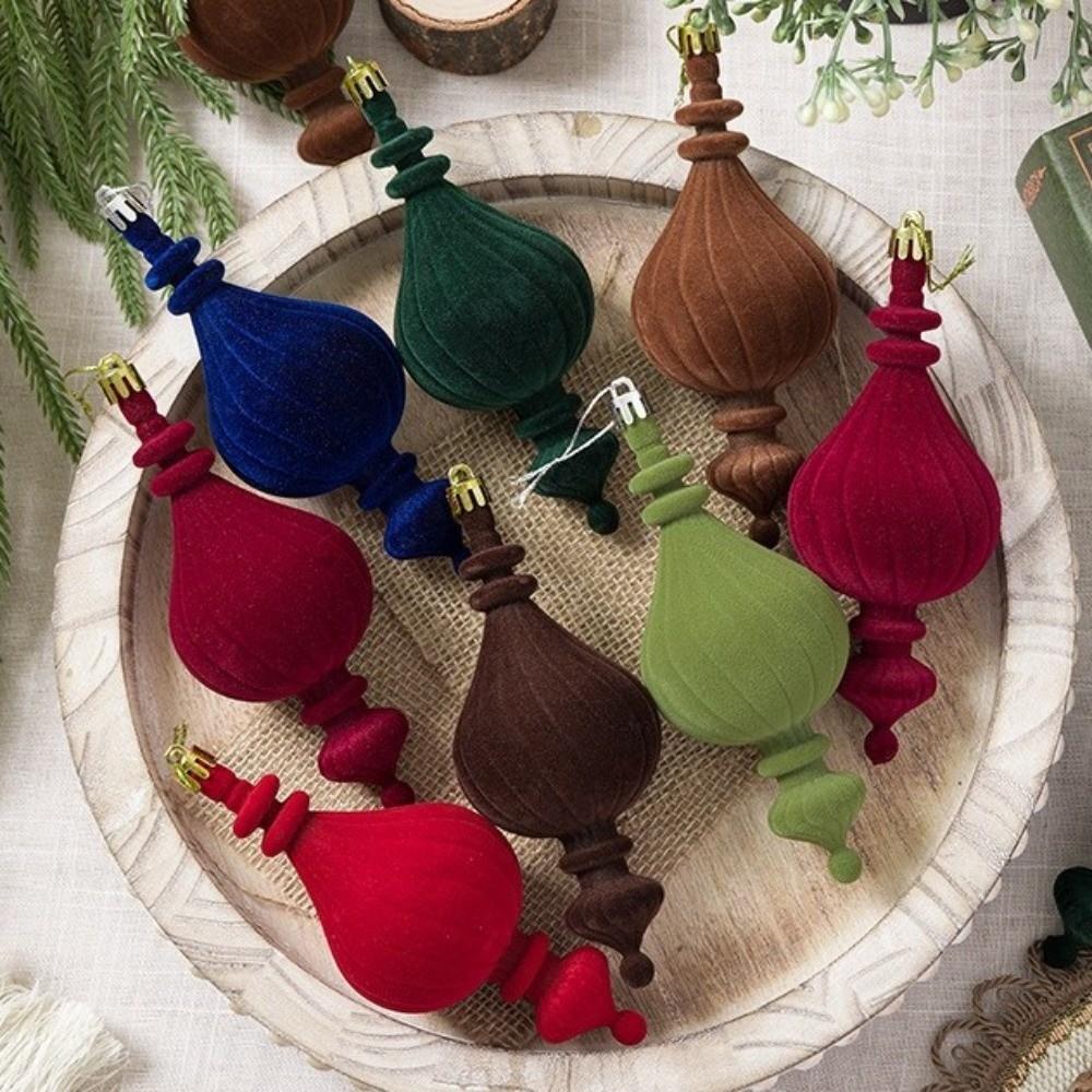 6pcs/Box Plastic Christmas Tree Ornament DIY Crafts Painted Plastic Cone Ornaments  Home Tree Decor