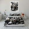 White Tiger with Black Smoke Bedding Duvet Cover Set  (1*Duvet Cover 2*Pillowcases, Without Duvet Insert)