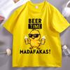 Beer Time Madafakas Tshirts Fun Chick Mascot Holding Two Beers TShirts Party Decor Tshirt Unisex Women Summer Drink Tees Clothes
