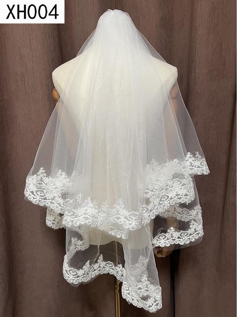 Double Layer Bridal Veil with Sequin Lace Trim