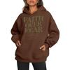 Down Sleeve Fleece Sweater Kangaroo Pocket Drawstring Loose Hooded