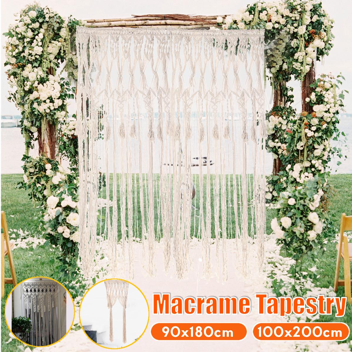 

Ручной работы настенный большой гобелен из хлопчатобумажной пряжи вязаная дверная занавеска Свадебная вечеринка украшение дома фон дверная занавеска