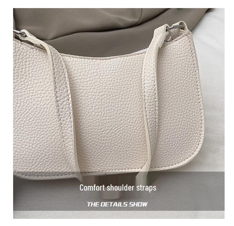 Damenmode Strukturierte Umhängetasche mit Litschi-Muster - Stilvolle, hochwertige Schulterhandtasche