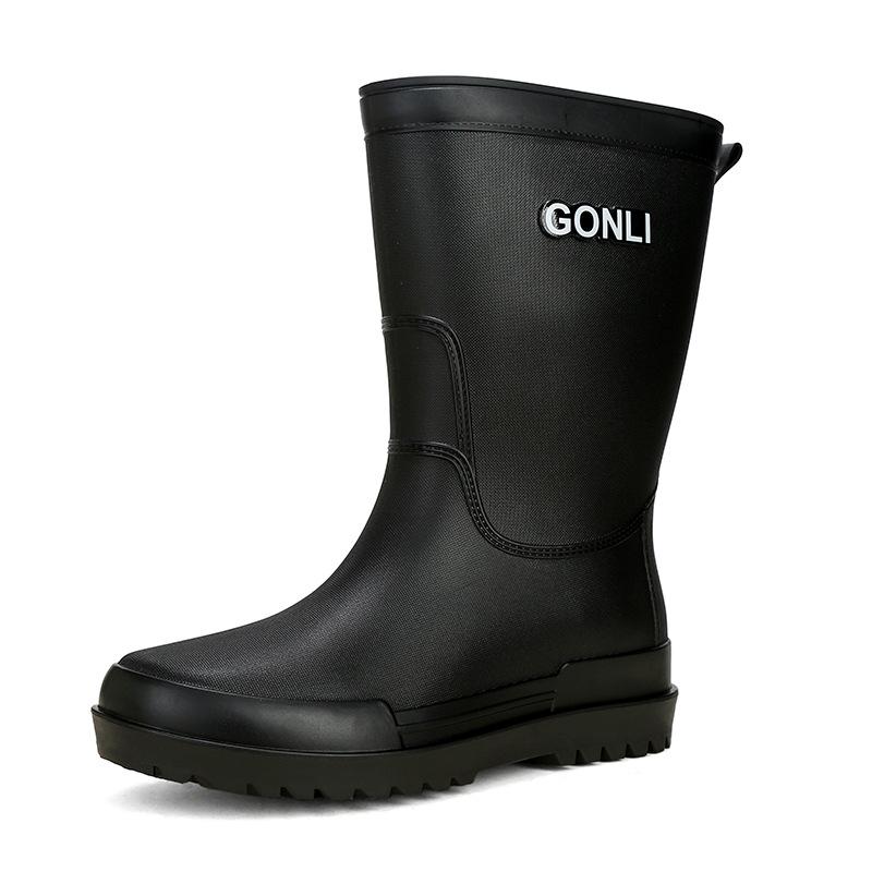 Rain shoes men's warm rain boots non-slip short tube integrated waterproof shoes kitchen rubber shoes medium tube car wash fishing shoes
