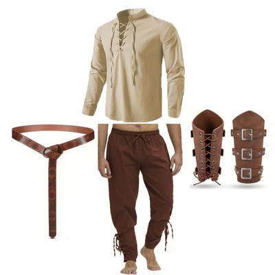 Halloween Men's Renaissance Costume Set Shirt Ankle Pants Accessories