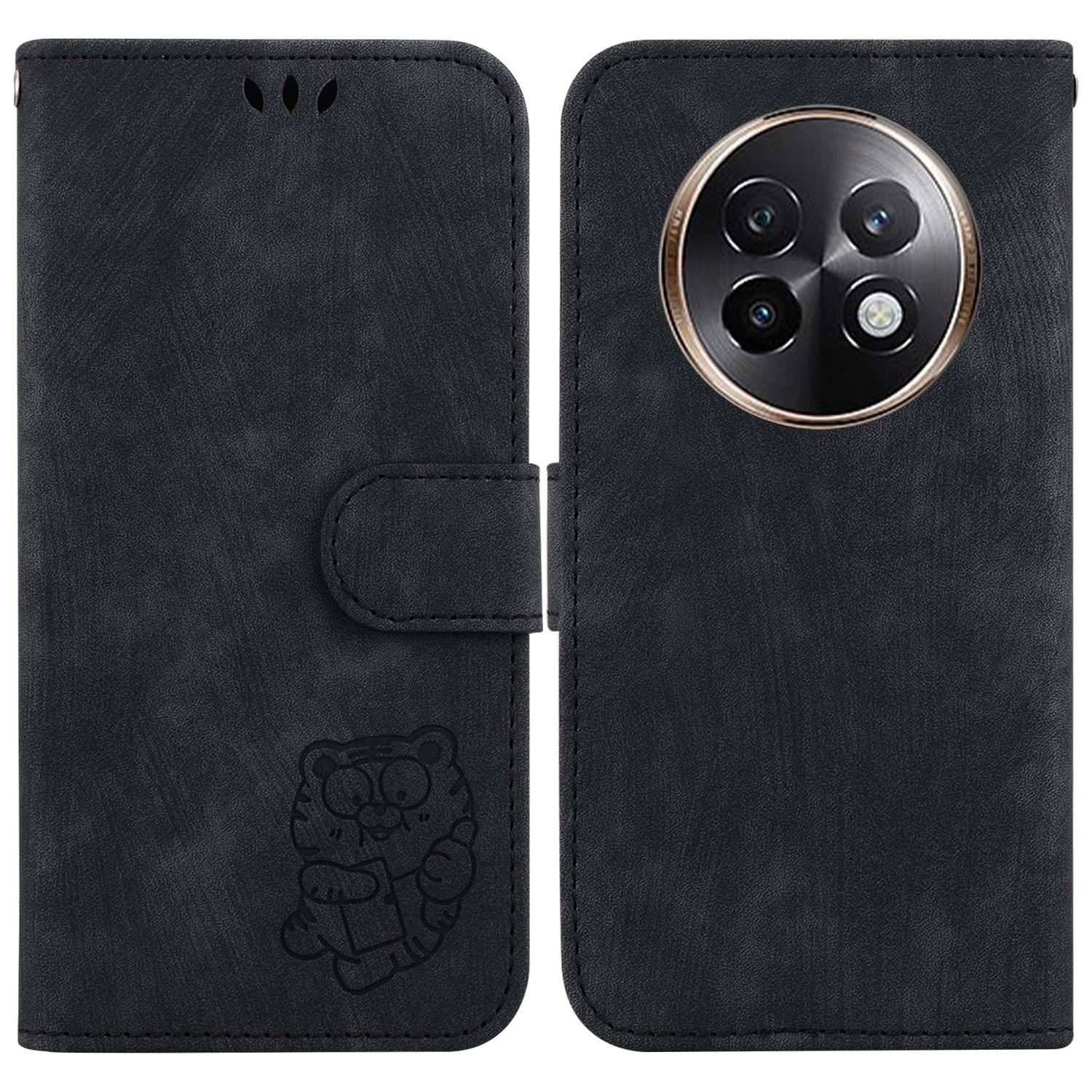 

Для Realme 13+ 5G/13 Pro 5G (Китай) Кожаный противоударный чехол-кошелек с тиснением в виде тигра для телефона Black