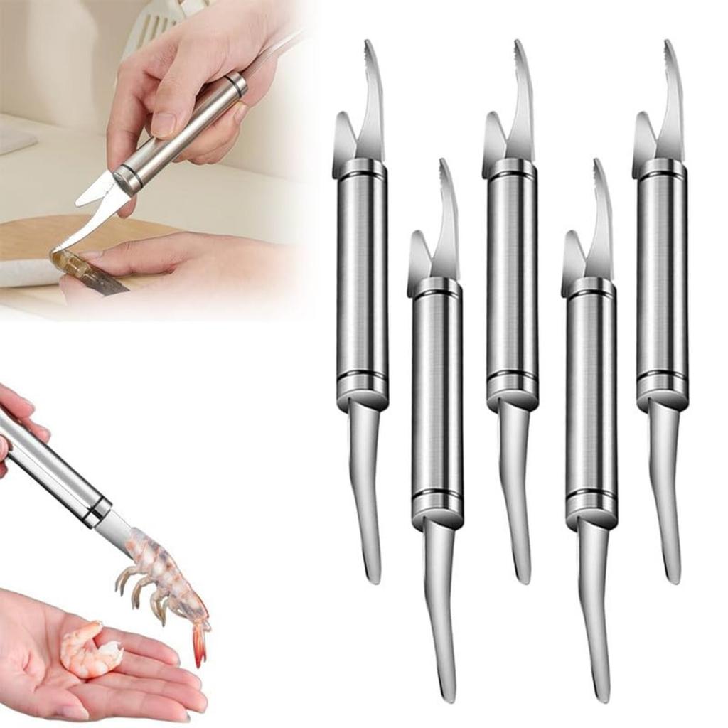 5 In 1 Multifunctional Shrimp Line Belly Knife, Stainless Steel Shrimp Line Scale Removal Knife, Portable Shrimp Line Peeling Knife, Kitchen