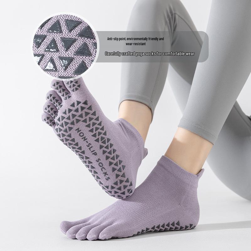 Women's Non-Slip Cotton Yoga Toe Socks for Pilates, Fitness, and Indoor Sports