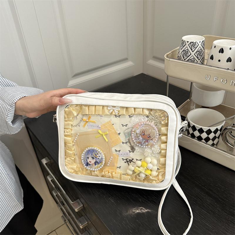 Large Color Solid Capacity Women Shoulder Bag With Compartment Transparent