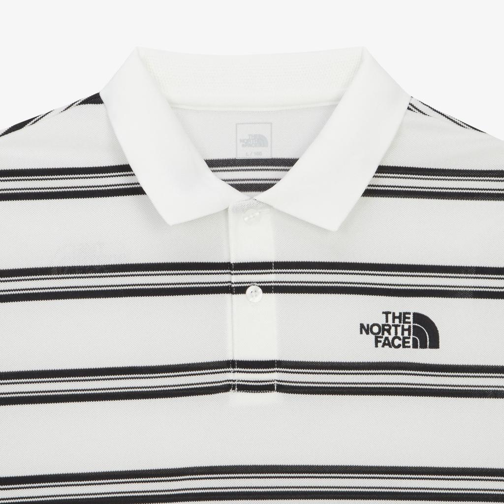 The North Face Striped Logo Short Sleeve Polo Shirt Men Tops White NT7PR13B