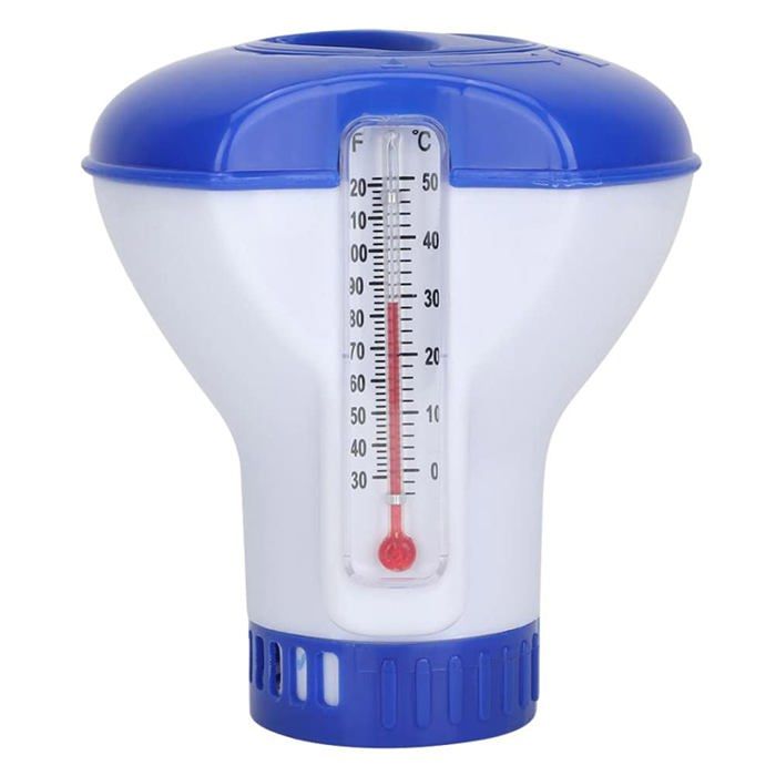 Distributeur de Chlore Flottant de 12,7 cm pour Piscine, Spa, Jacuzzi (Bleu et Blanc)