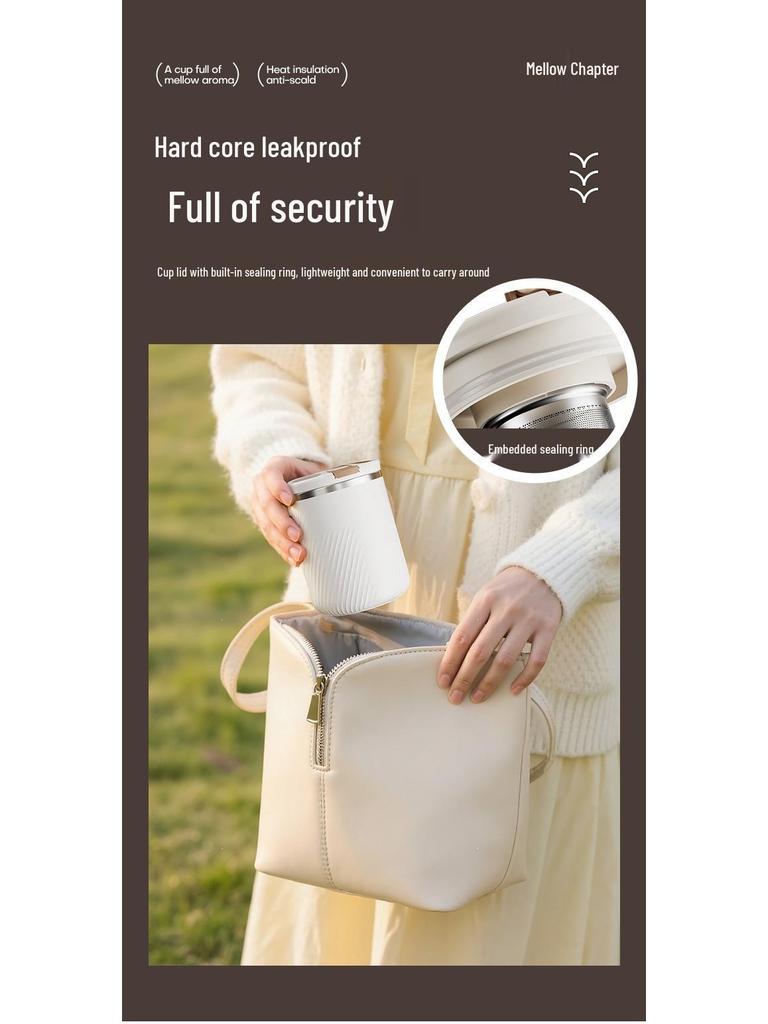 Portable Stainless Steel Mug with Lid, Spoon & Tea Infuser - Multi-Purpose Cup for Tea, Coffee, Milk, or Water.