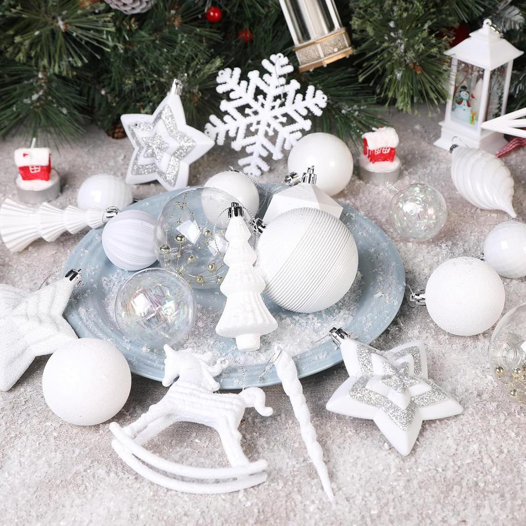 SHareconn 100pcs Christmas Tree Decorations Ornaments Set, Shatterproof Plastic Baubles Decorative Balls for Xmas Tree Decor Holiday Wedding Party,