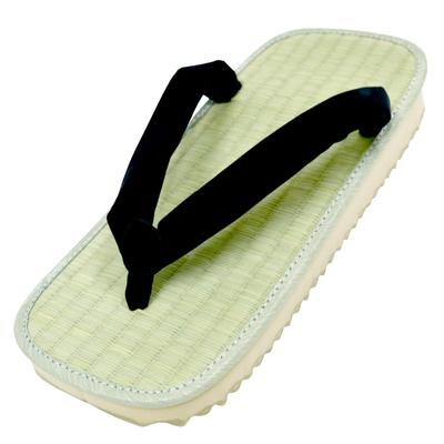 [Ai-Ai] Sandals, Sponge Sole, Tatami Rush Grass, Size M, Black, Indigo Dyed Patterned Thongs (Stripes/Hemp Leaf/Seigaiha Wave), Black Thongs, 5 Sizes