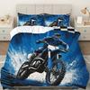 Blaues Motocross Bettwäscheset 3D-Druck Bettbezug Kissenbezug Set Weicher Und Strapazierfähiger Stoff Für Kinder Jungen Schlafzimmer Dekoration