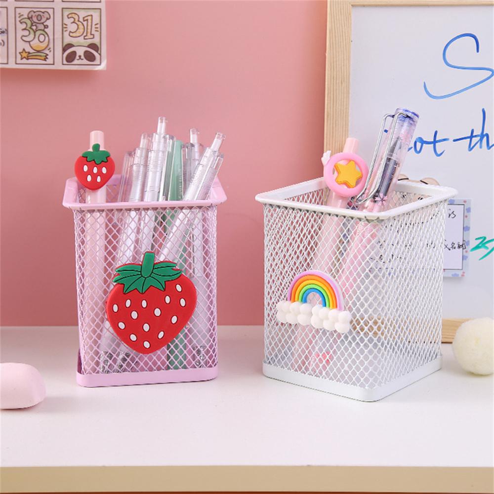 1 stücke Kawaii Rosa Dinosaurier Eisen Stift Halter Cartoon Nette Student Büro Organizer Bleistift Container Lagerung Box Desktop Dekoration