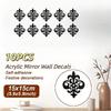 10pcs Acrylic Flower Pattern Hollow Wall Mirror Sticker for Cabinet Home Decor Corner Edge Wall Decal Self-adhesive Home Decor