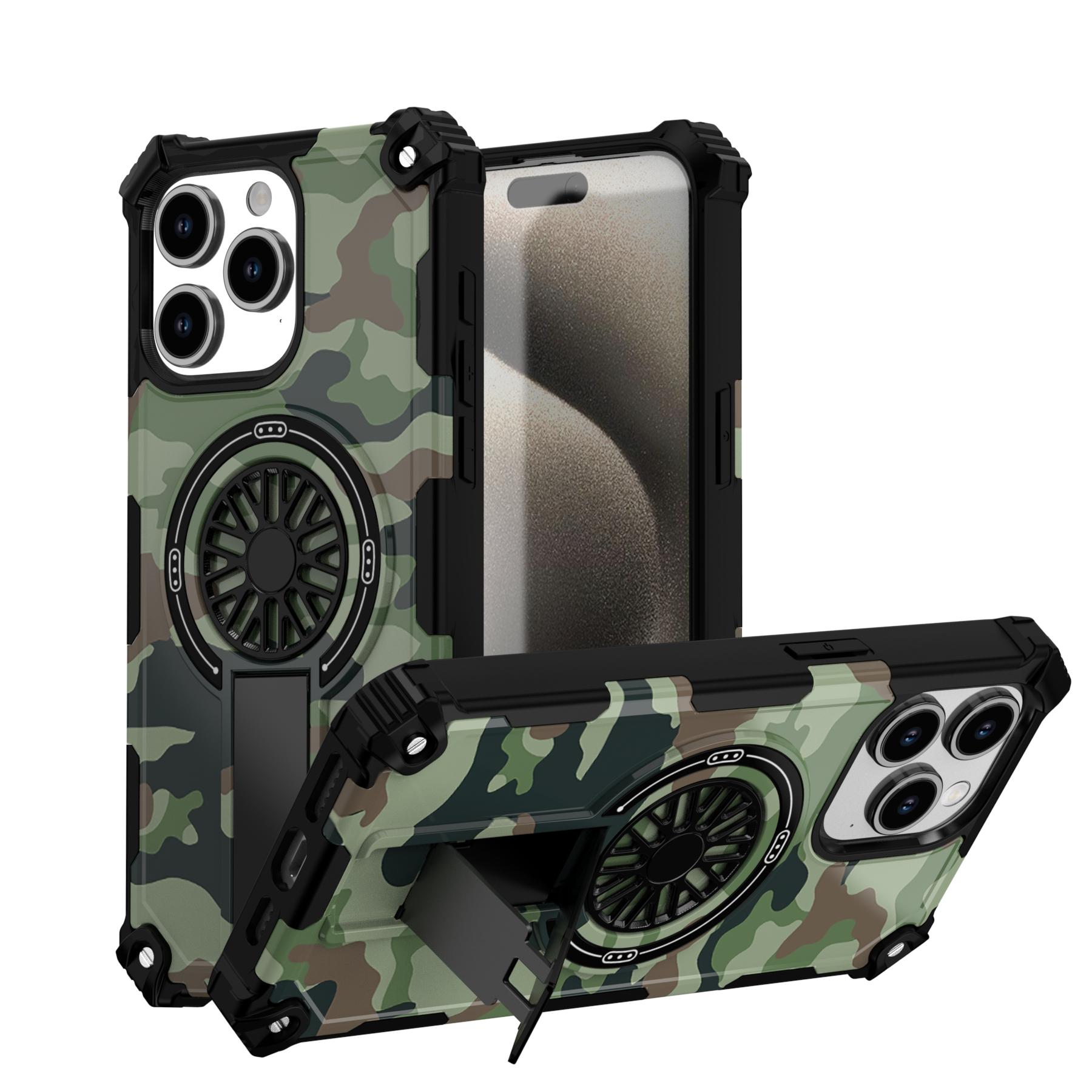 

Painting Army Camouflage Carbon Fiber Magnetic Bumper Phone Case With Kickstand For iPhone 17 16 15 Pro Max Samsung S25 S24 A56 Hard Protective Cover Samsung Galaxy S22 Ultra