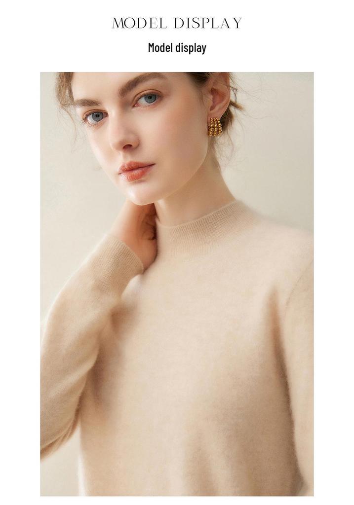 Lekasha Women's 100% Pure Cashmere Round Neck Base Layer Top