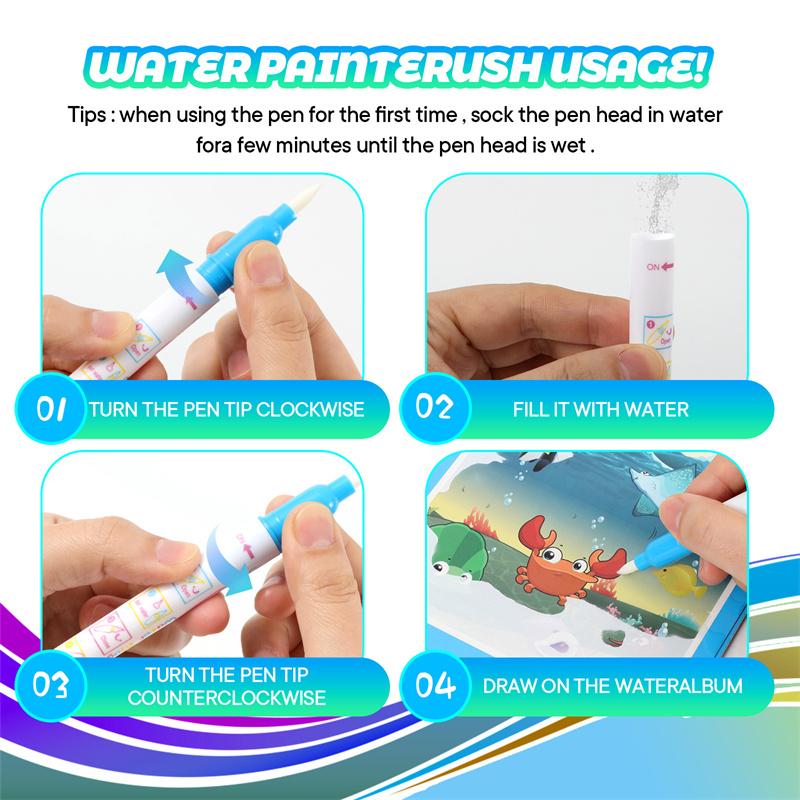 Montessori Toys Reusable Coloring Book Magic Water Drawing Book for Kids Toddler Toy Painting Book Educational Toys for Children