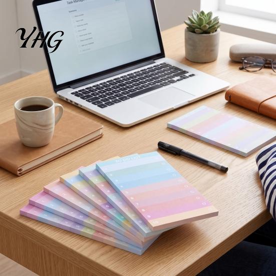 Shopping List Planner Gradient Checklist Sticky Notepad, Self-stick To-do Pads, Macaron Color to Do Notepad Tearable Memo Pad for Lists And