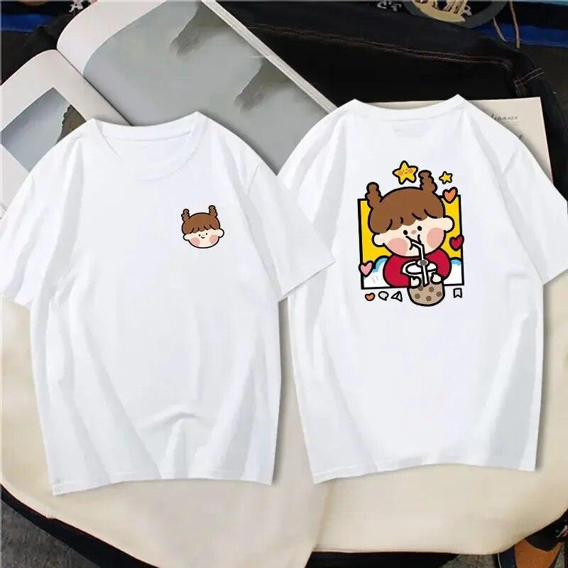 Letnia damska koszulka Kawaii japońska anime Sailor Moon biała/czarna koszulka unisex odzież krótki rękaw topy Y2k Streetwear