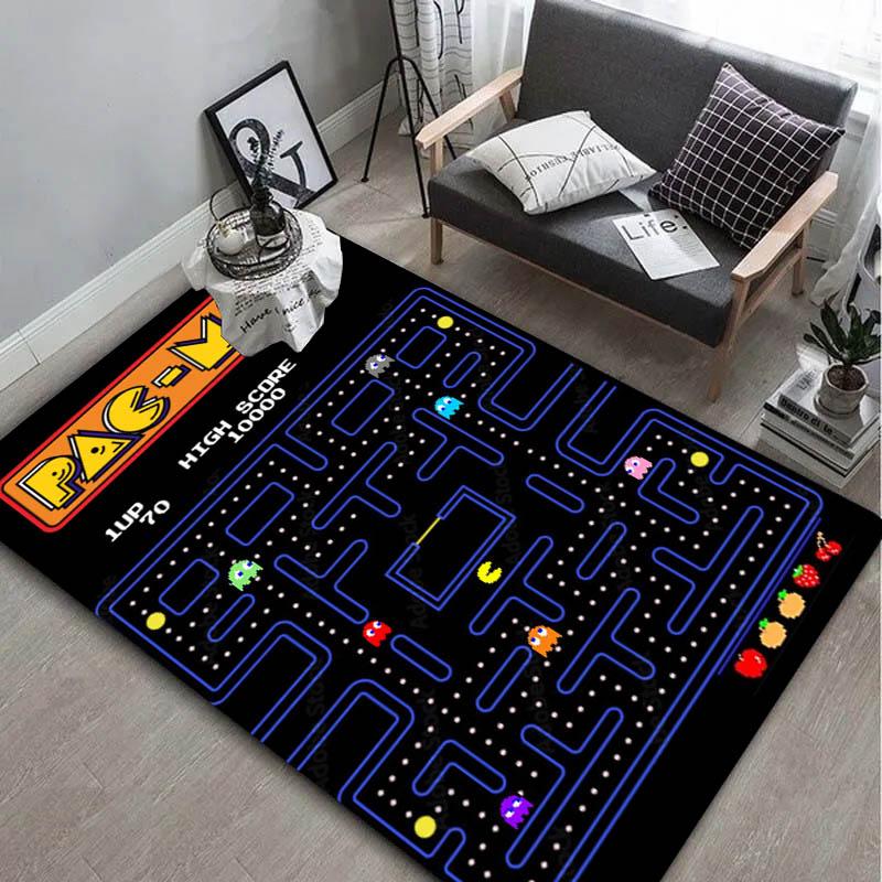 3D Gaming Map P PAC M MAN Cartoon Carpet Rug Art for Room Decor Home Bedroom Sofa Gifts Game Area Rug Non slip Floor Mat Present