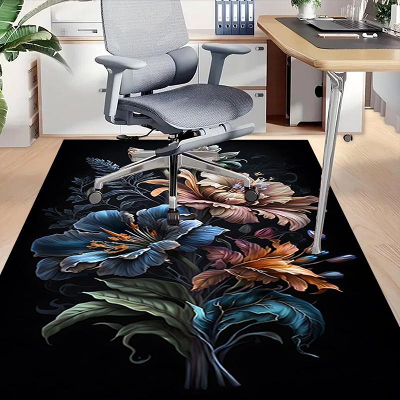 1pc Floral Artwork Carpet Anti Slip Polyester Floor Mat for office.Bedroom