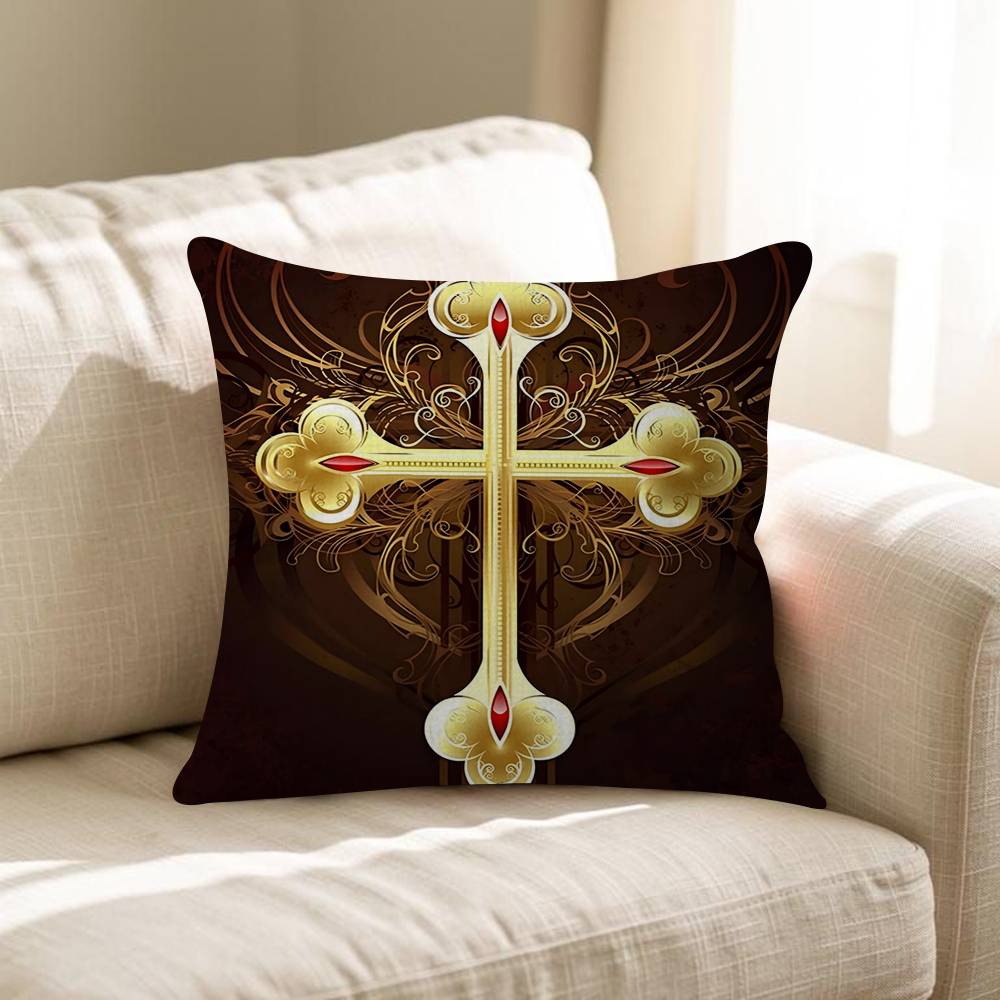Chic Style Luxury Bilng Bling Gothic Cross Personalized Picture Text Home Decorative Pillows Household Gifts 45x45cm