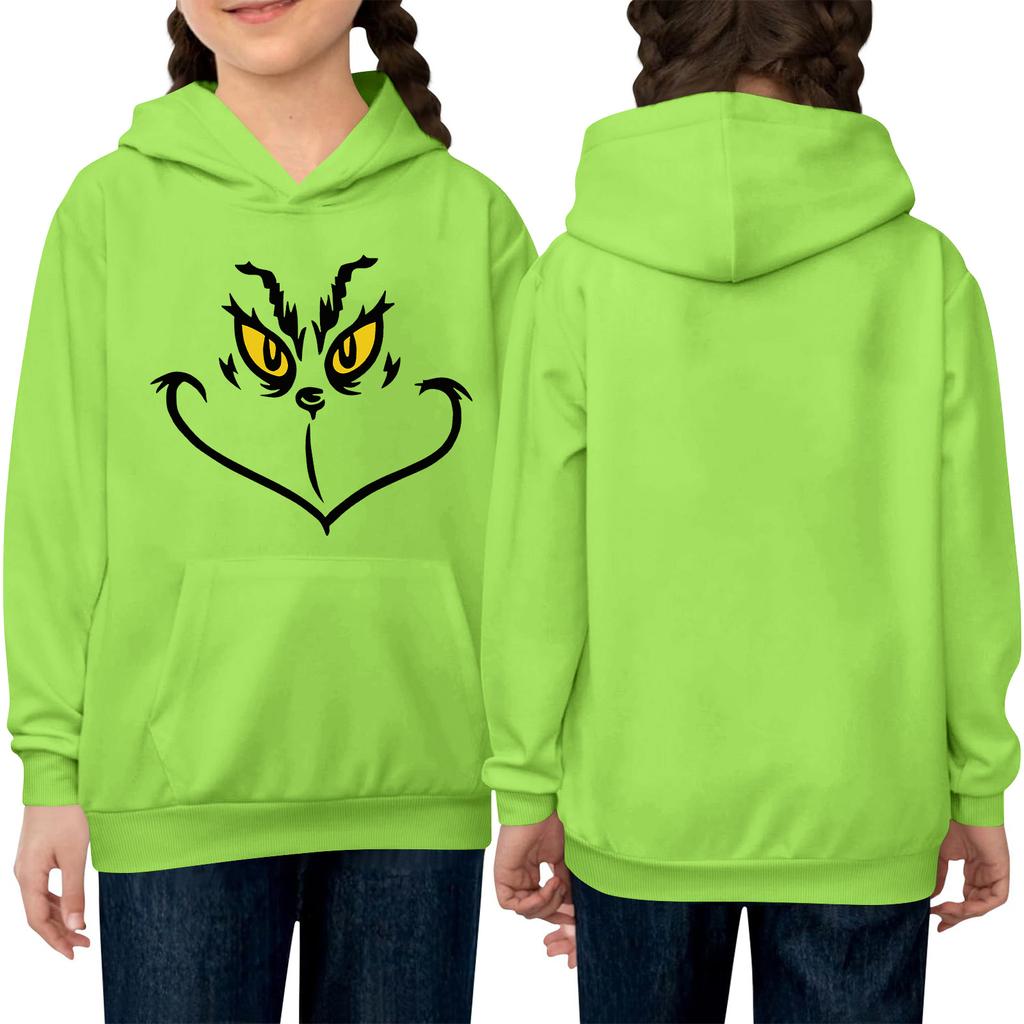 Dziecięca bluza z kapturem typu pulower z długim rękawem, luźna, ze sznurkiem i w jednolitym kolorze