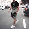 Men 2Pcs Sets Summer 3D Print Casual Gradient Suit Shirt  Shorts Streetwear Shirt Holiday Two Piece Suit