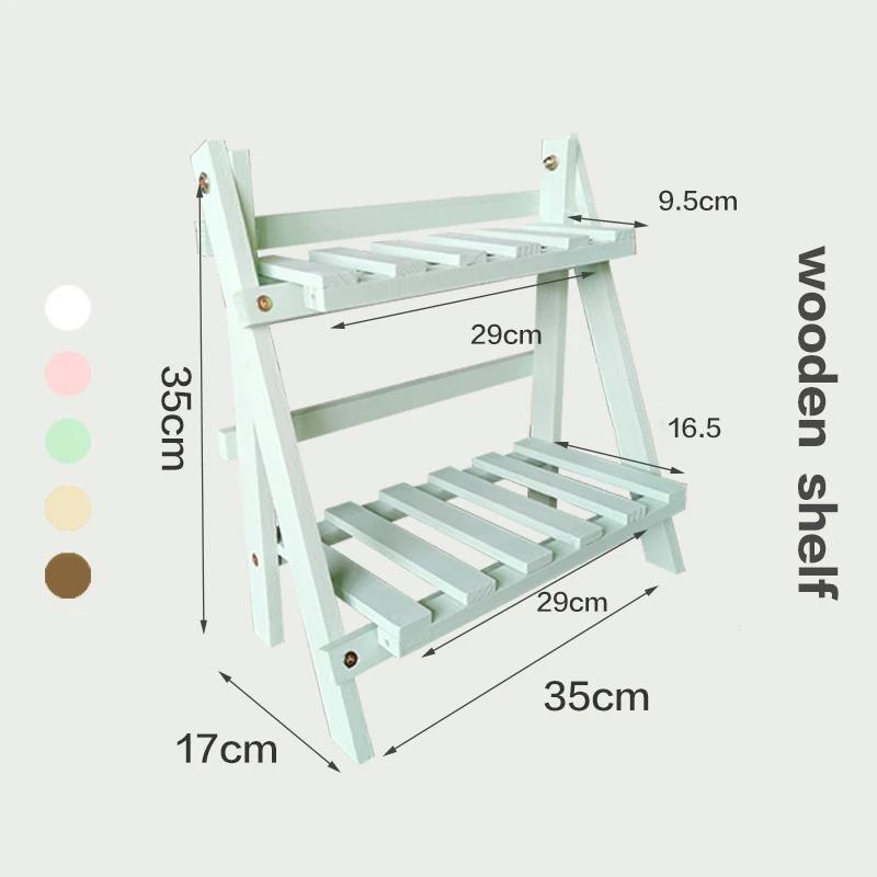 Collapsible Wooden Double Layer Shelf Durable Shelf Flowerpot Spice Storage Racks For Living Room Kitchen Home Organizer Supplie светло-зеленый 4560₽