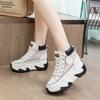 376 inner height increase 7 leather dad shoes women, spring new versatile thick-soled pine