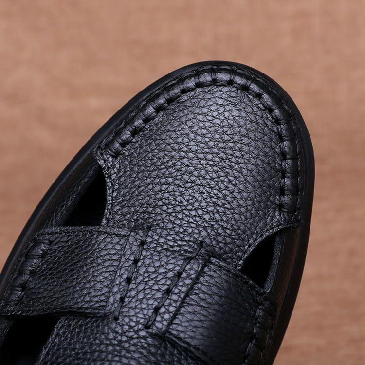 Genuine leather cowhide casual cool leather shoes men's shoes genuine leather foot cover non-slip soft-soled hole shoes