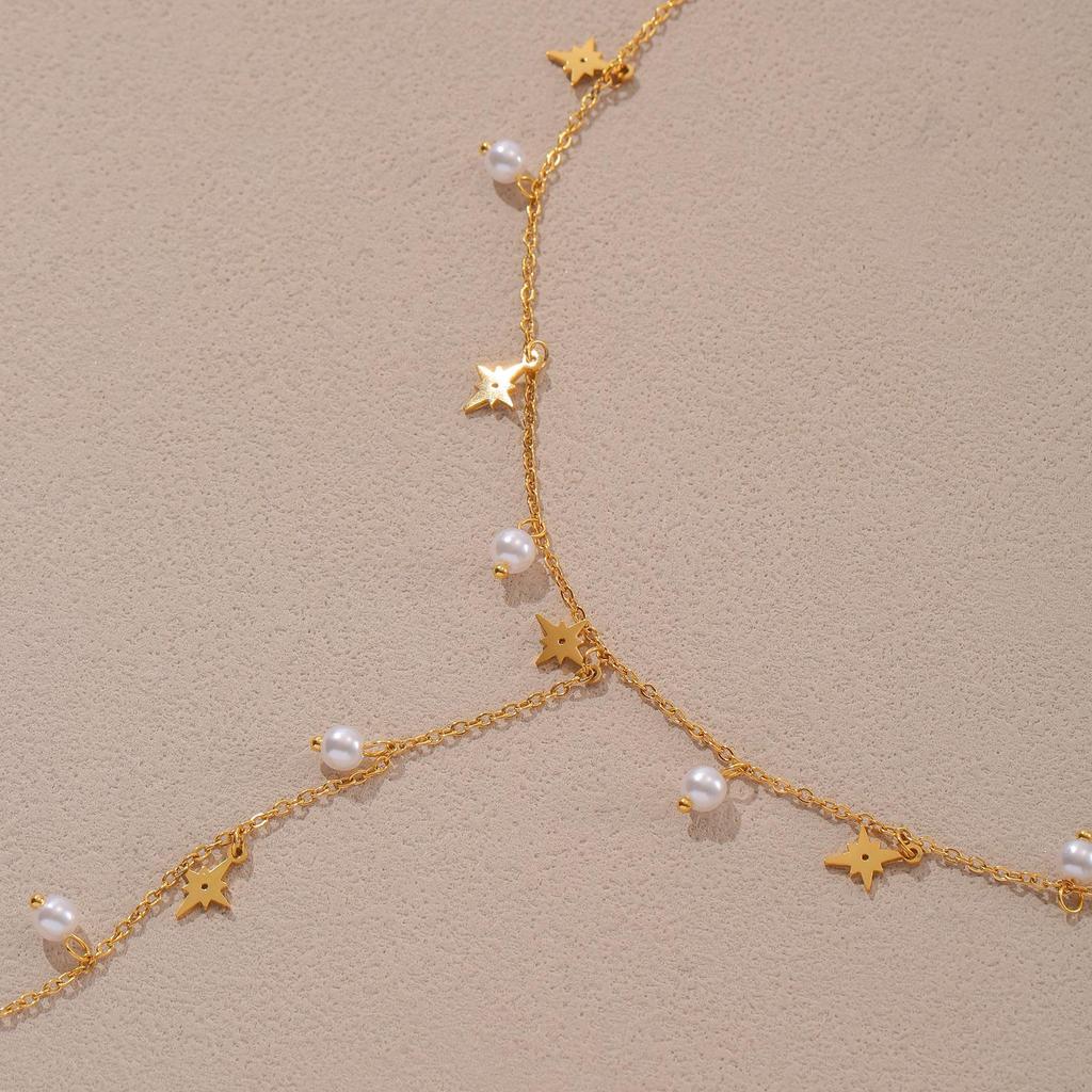 Ethereal Zirconia Water Drop Dangle Charms on Gold Chain