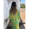 YYFS Women's Fashion Spring Fall Colour Block Print Long Sleeve V-Neck Loose Waistline Casual Dresses