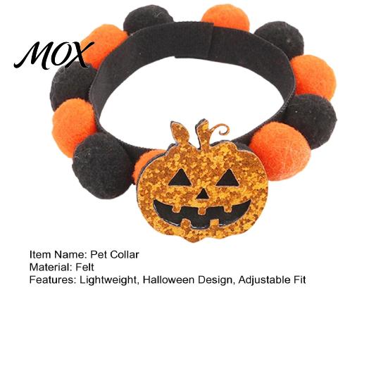 Halloween Themed Pet Accessories Pom-pom Cat Collar, Adjustable Cute Pumpkin Bat Witch Dog Hook And Loop Collar Orange Black Pom-poms for Cats