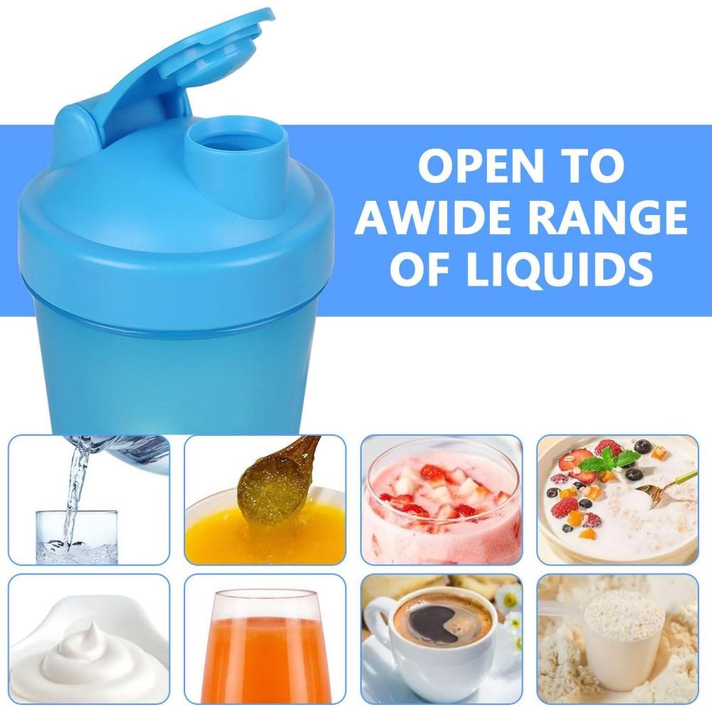 Butelka shakerowa na białko 400 ml z drucianą kulką do mieszania, bez BPA, szczelna, można myć w zmywarce do mieszania koktajli w proszku